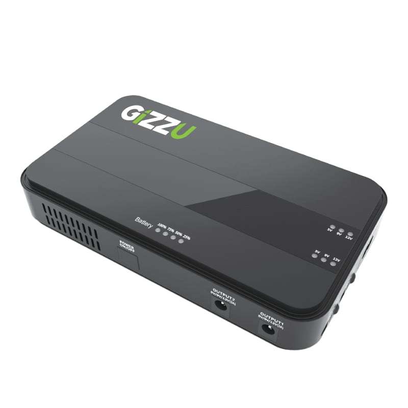 GIZZU 36W 32Wh 8800mAh Mini Dual DC UPS Lithium  Black