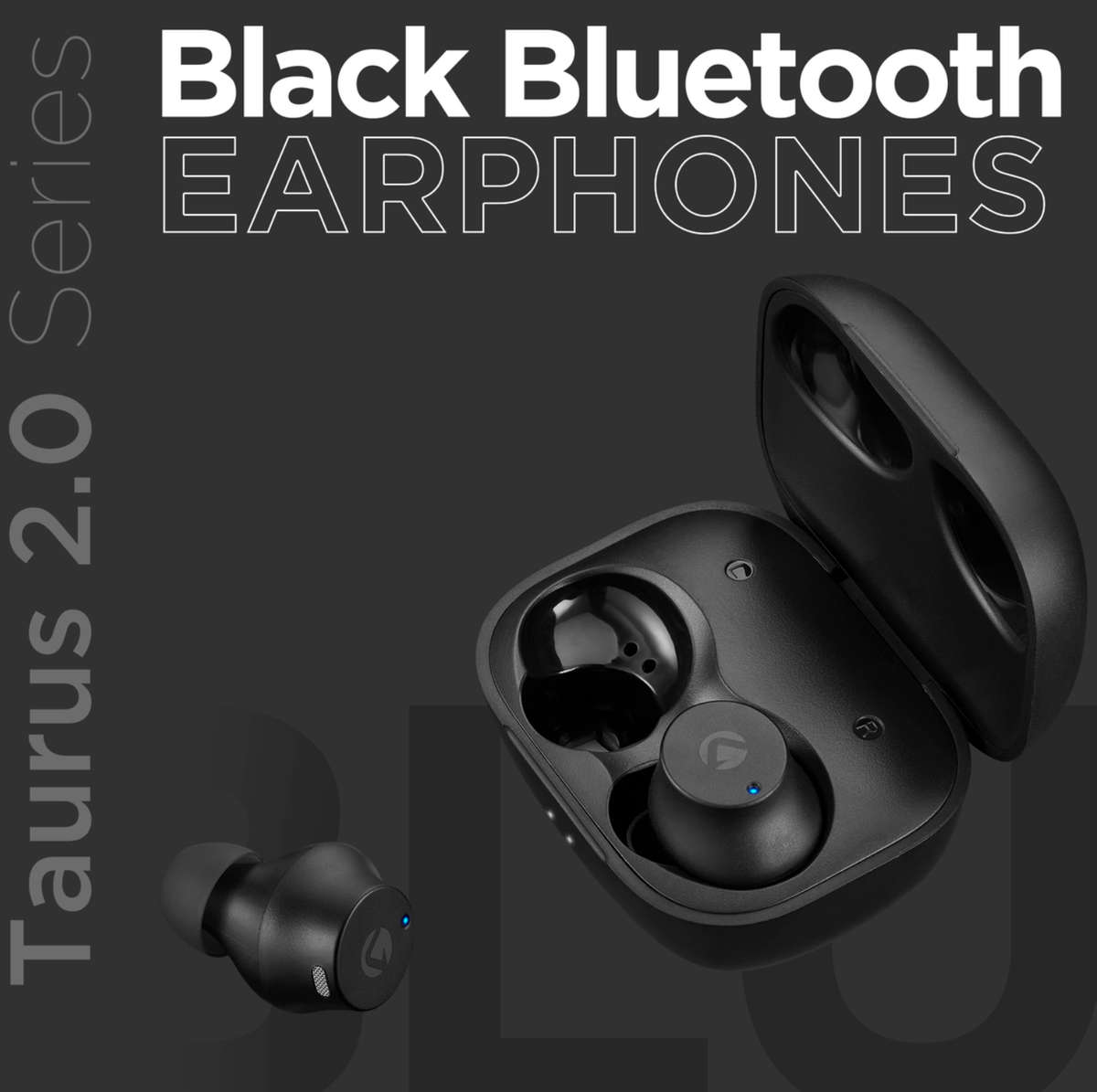 Volkano Taurus Series 2.0 True Wireless Earphones & Charging Case - Black