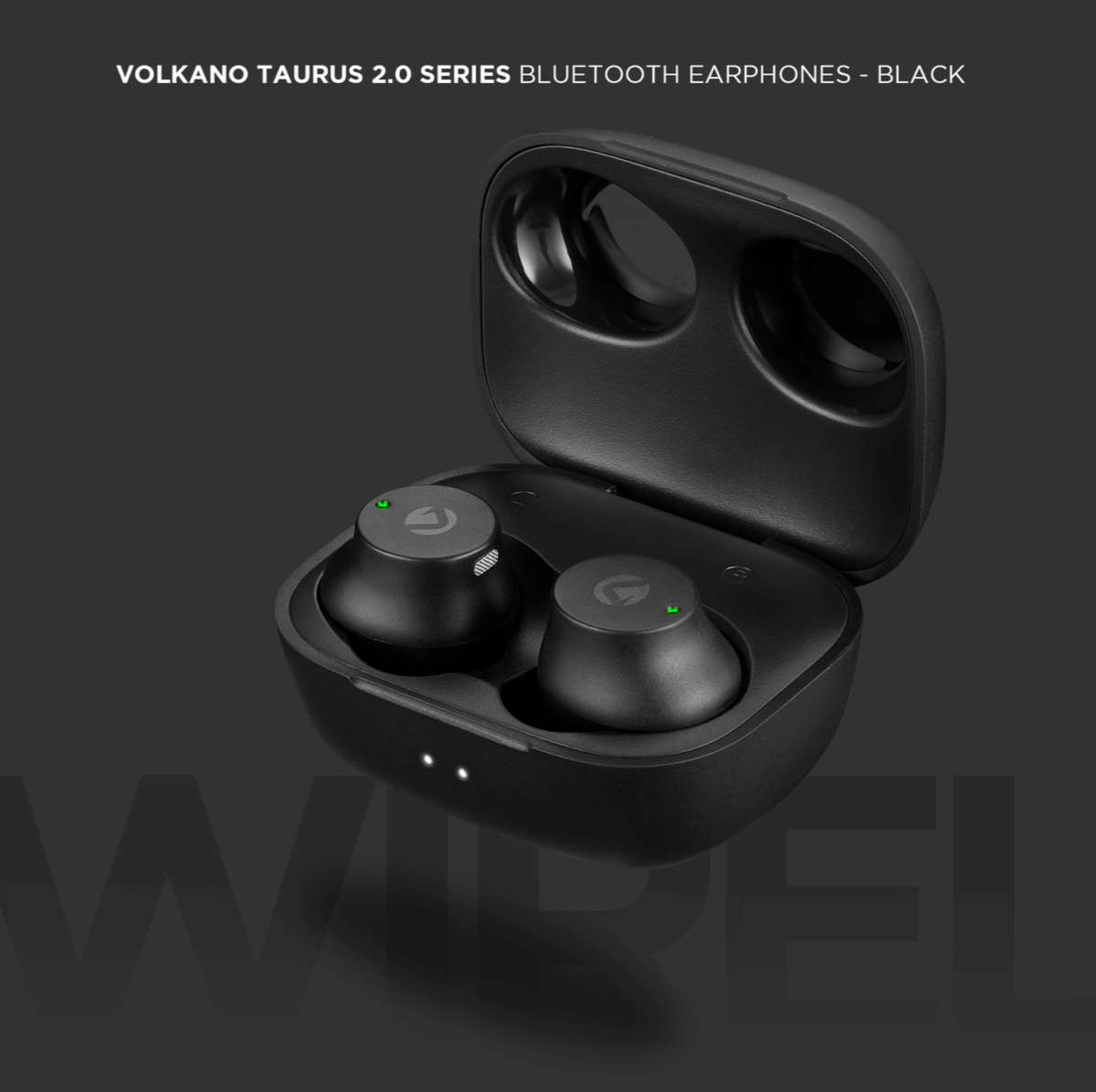 Volkano Taurus Series 2.0 True Wireless Earphones & Charging Case - Black