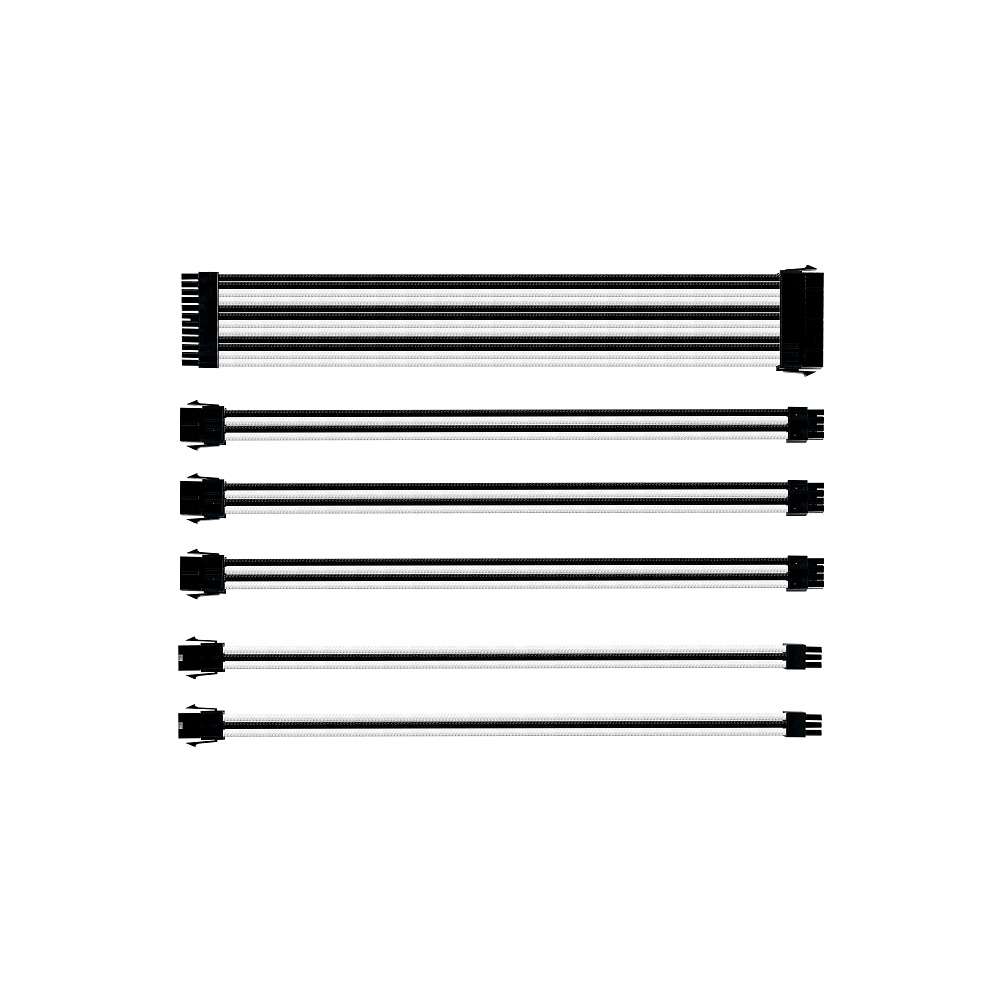 CM SLEEVED EXTENSION CABLE 30CM WHT&BLK