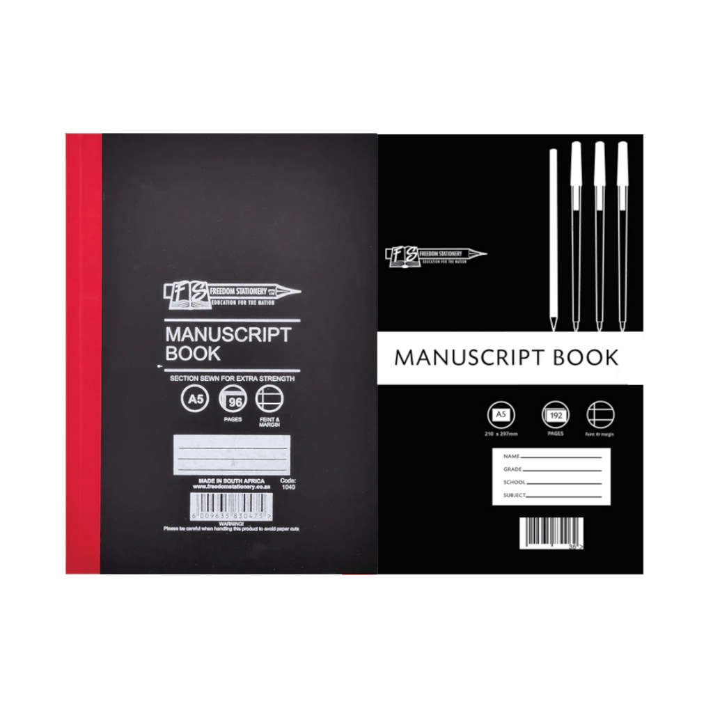A5 Manuscript Feint + Margin Hardcover Books