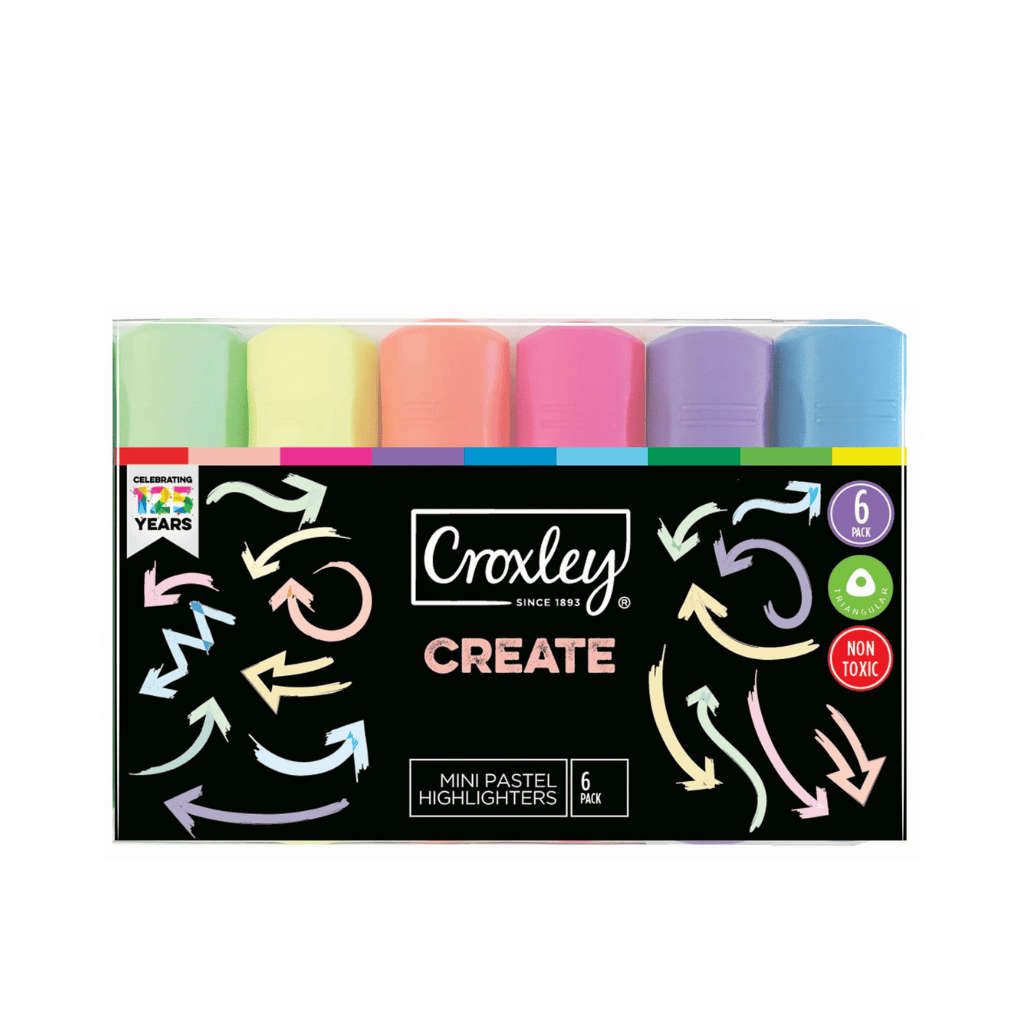 Croxley Create Mini Pastel Highlighter Set 6pc