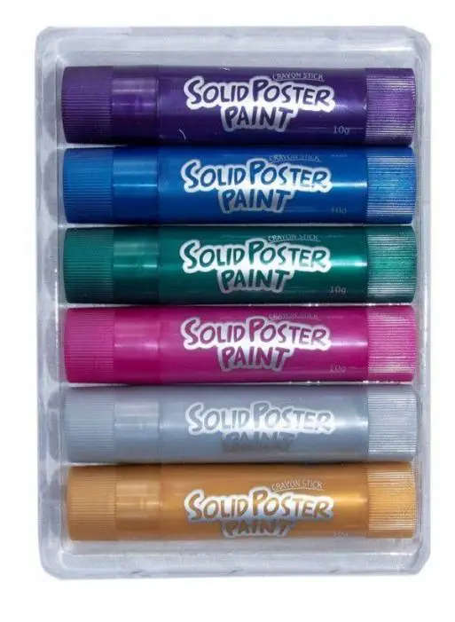 KB Solid Poster Paint Metallic Crayon Sticks 6pc