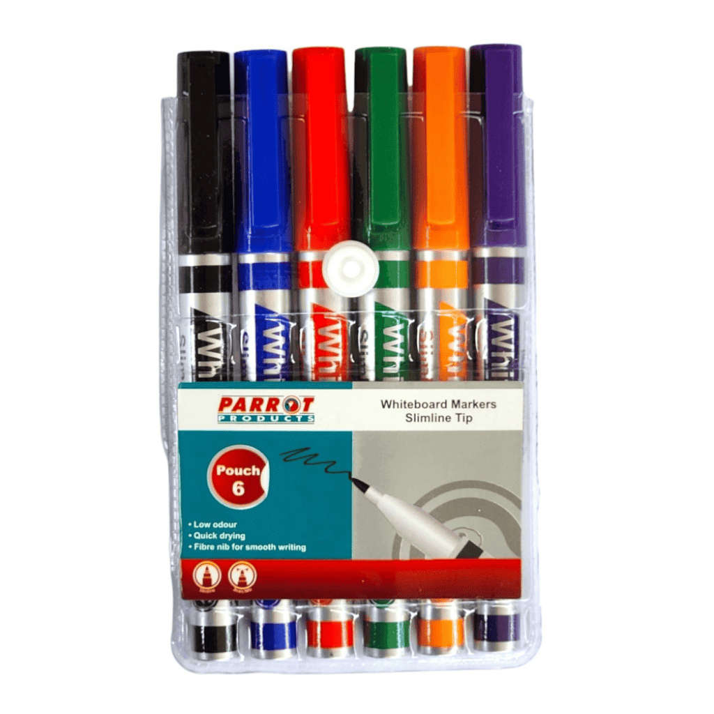 Parrot Slimline Whiteboard Marker Set 6pc