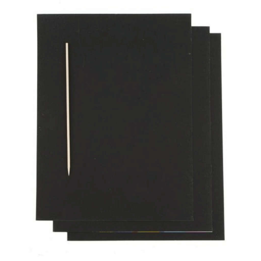 A5 Scratch Art Pad with Wooden Tool  3 Sheets