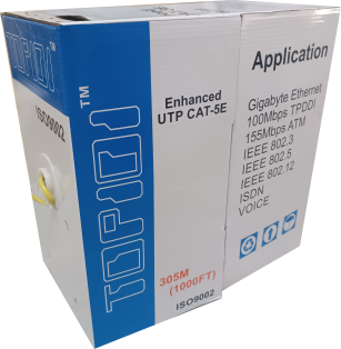 TOP101 Cat5e UTP Solid Network Cable In 305M Pull Box - YELLOW