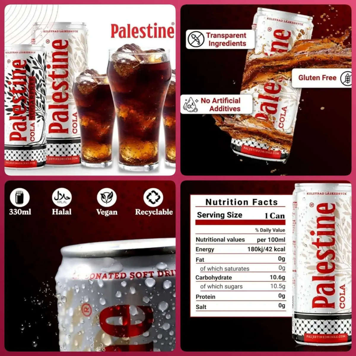 Palestine Cola 330ml- Sugar Free 6s