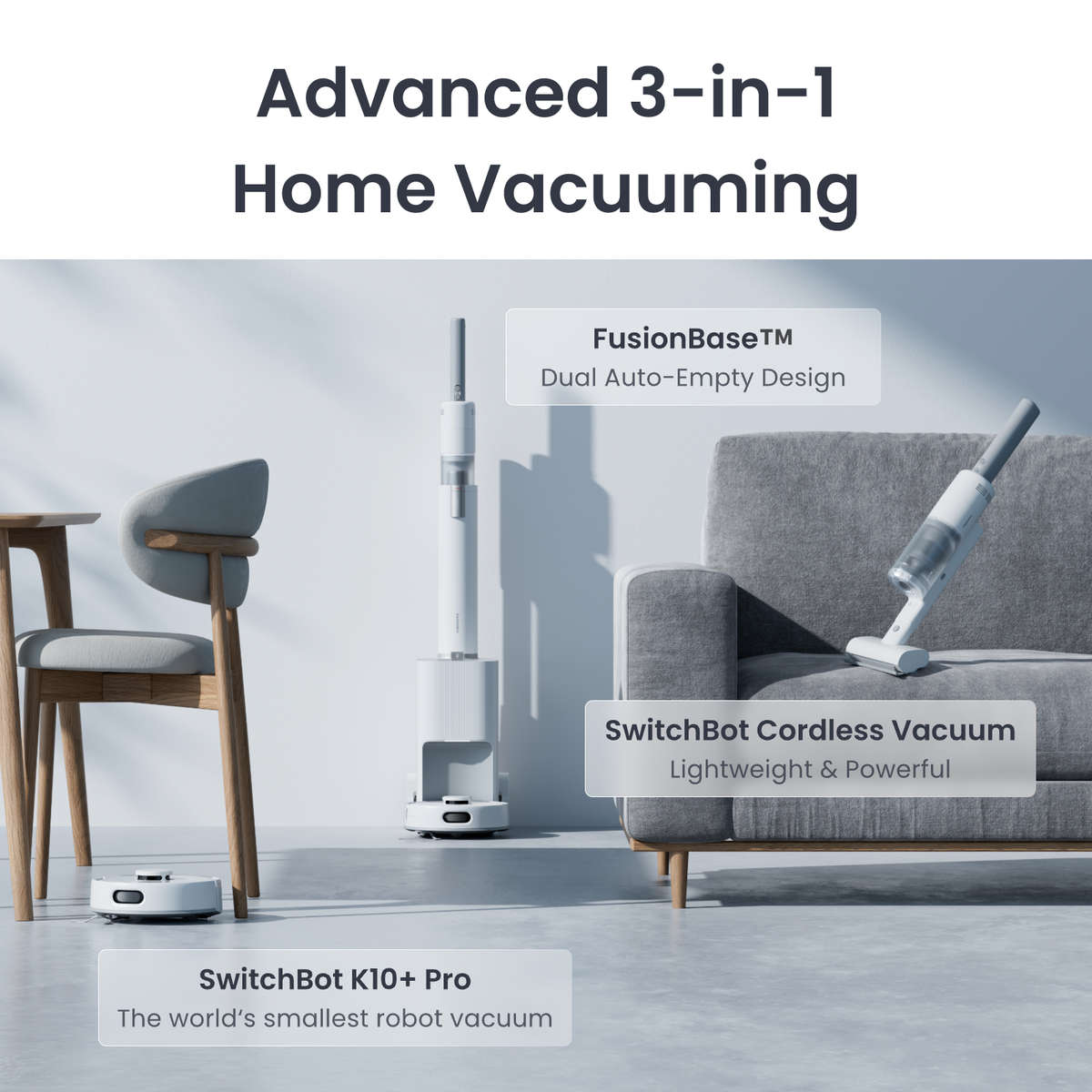 SwitchBot K10+ Pro Robotic Vacuum Cleaner & Cordless Vacuum Combo