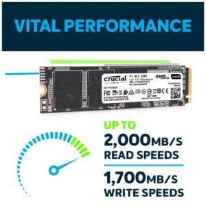 Crucial P1 500GB 3D PCIE NVME M.2 SSD - 0.10kg