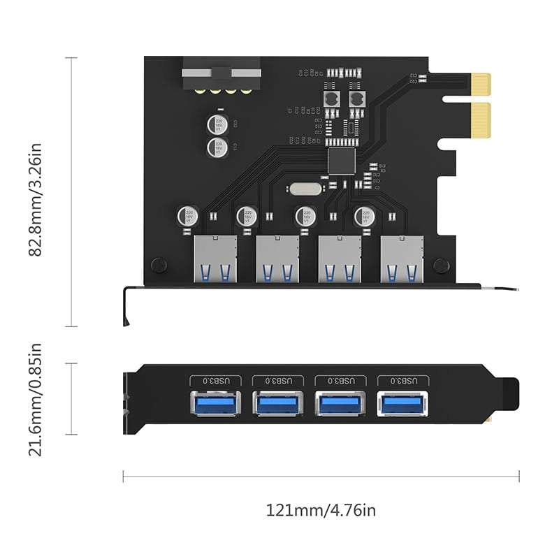 Orico 4 Port Usb3.0 Pci-E Expansion Card