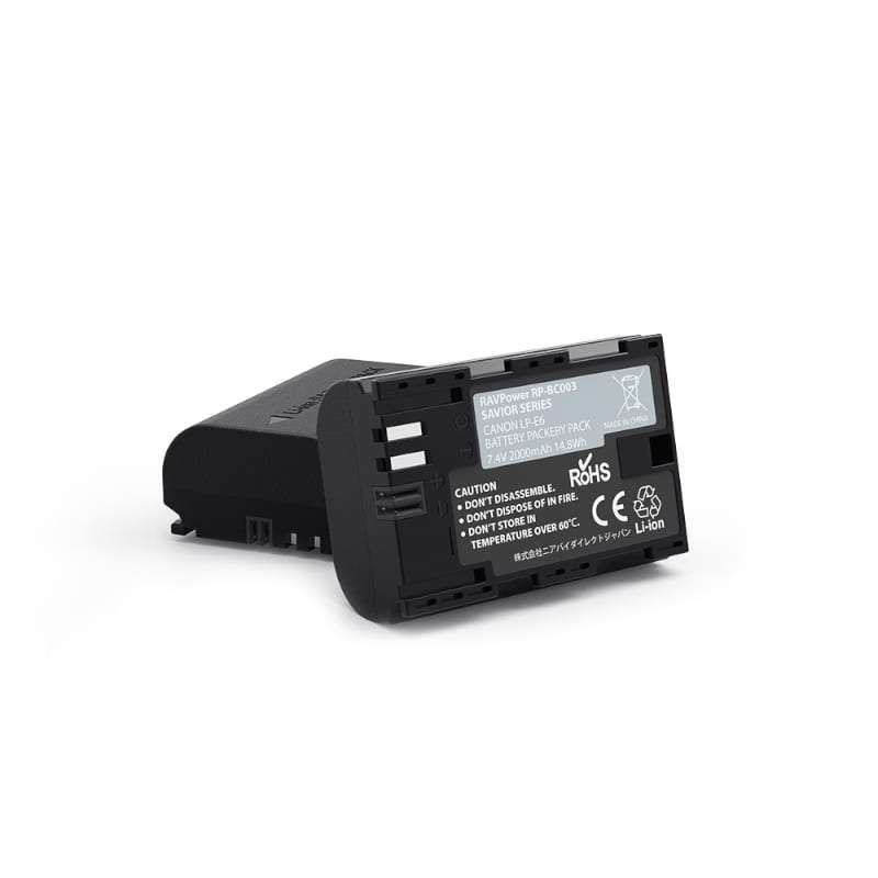 Ravpower 2X 2000Mah Replacement Batteries For Canon Lp-E6(N) With Charger Set - Black