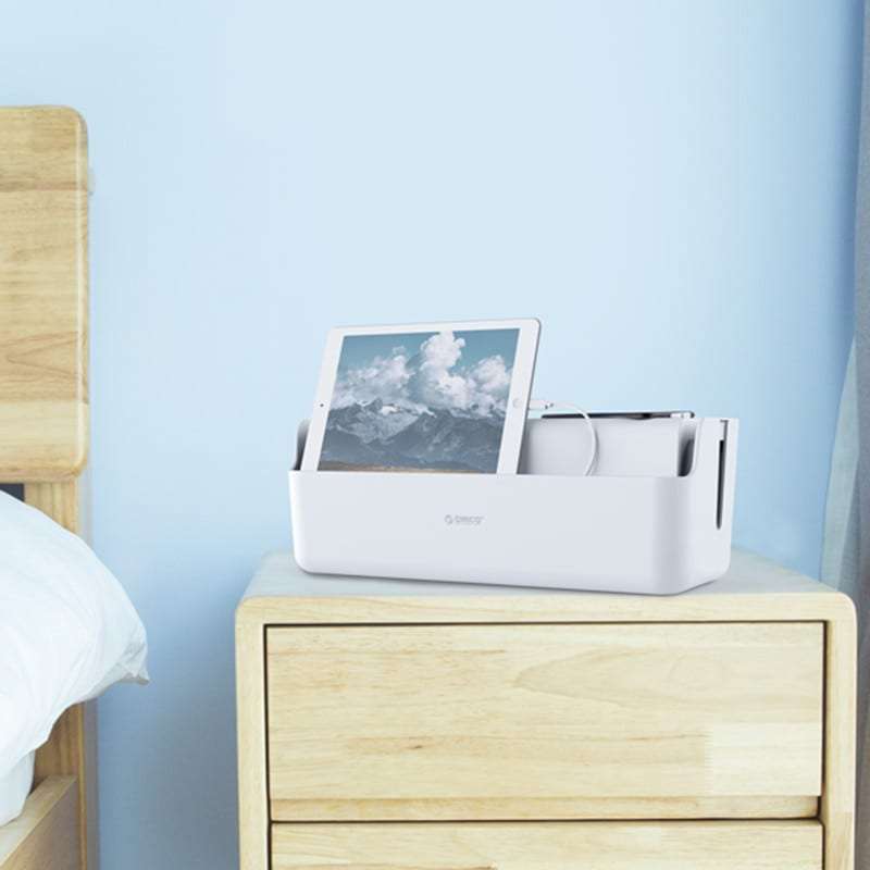 Orico Multiplug And Surge Protector Storage Box With Device Mount - Grey