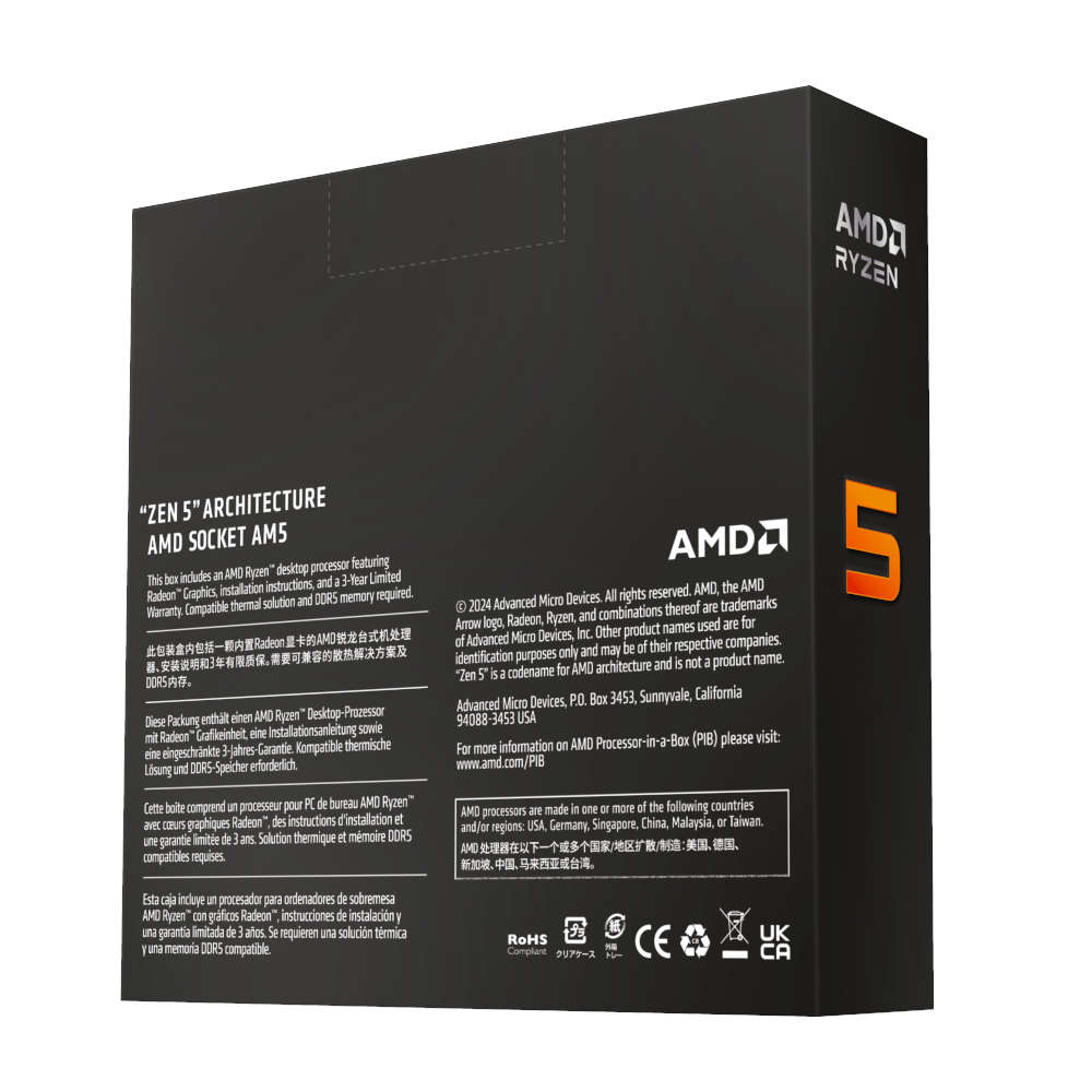 Amd Ryzen 5 9600X 6-Core 12-Threads; Socket Am5; 38Mb Cache; 65W Processor With Radeon Graphic...