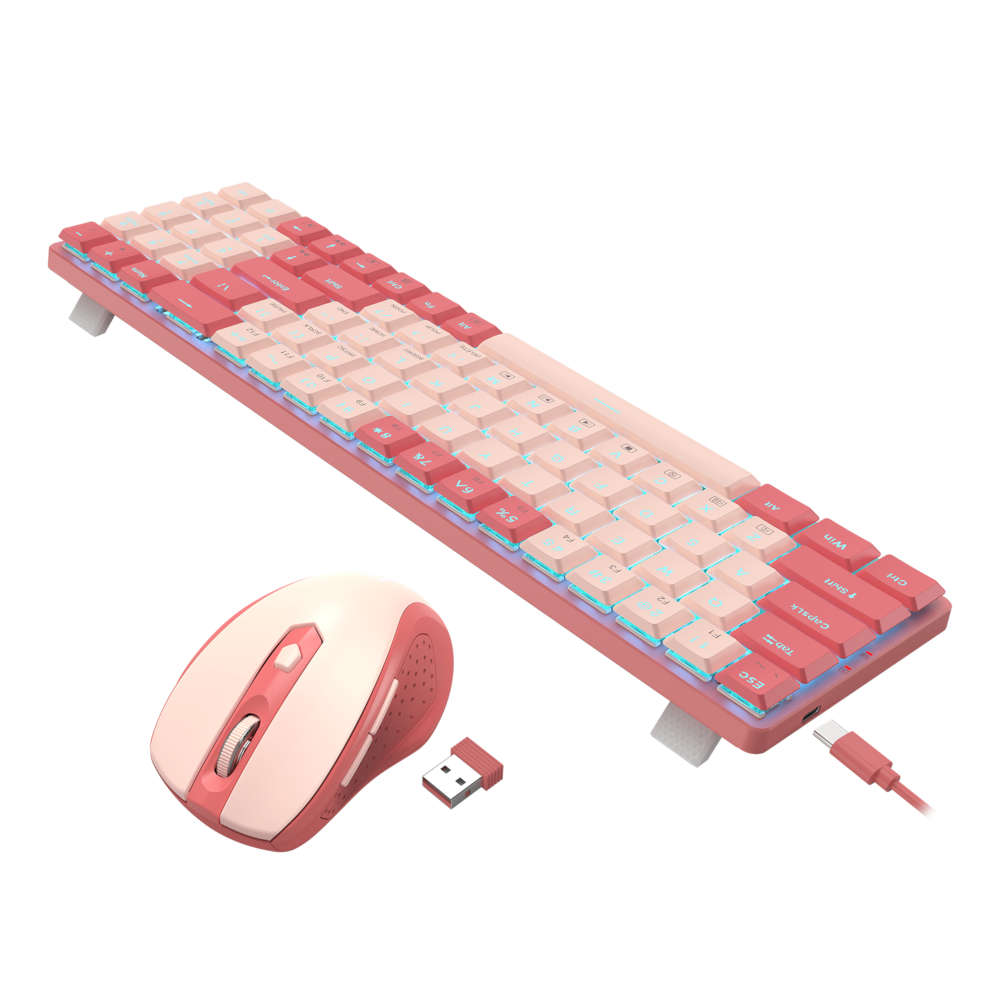Redragon Bs8772 Wireless Keyboard And Mouse Combo - Red Pink