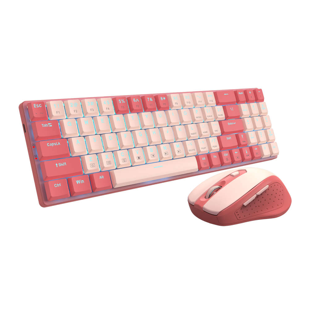 Redragon Bs8772 Wireless Keyboard And Mouse Combo - Red Pink