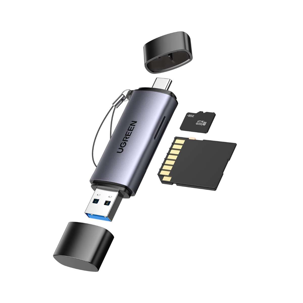 UGREEN CM185-50706 2-in-1 OTG Card Reader | Type-C | USB-A - Silver