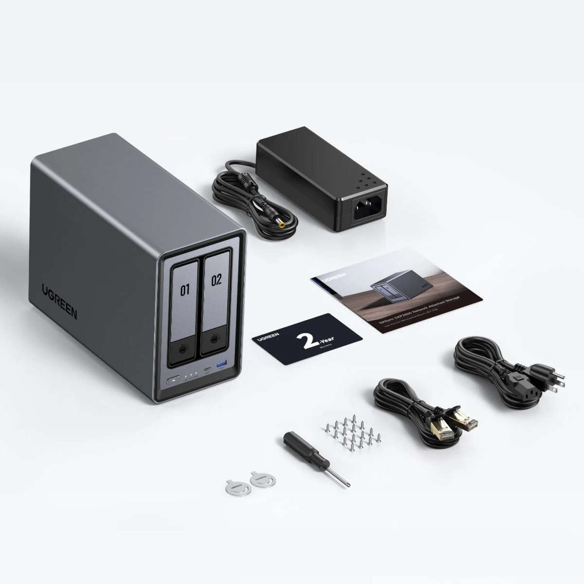 UGreen NASync DXP2800 2 Bay NAS with Seagate Ironwolf NAS 8TB SATA Hard Drive Bundle (2x 4TB)