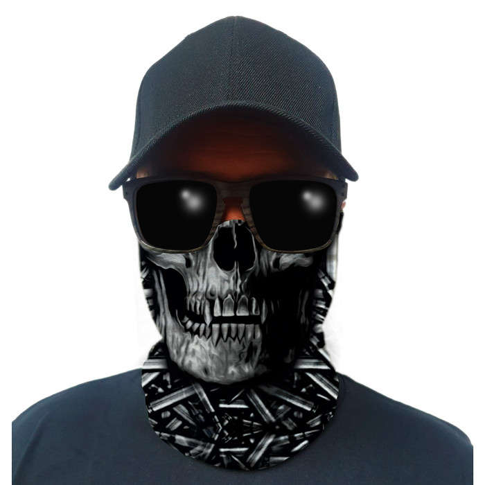 Multi-Use Tubular Bandana/Gator Face Shield - Blackout Rounds Skull