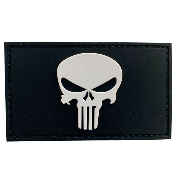 TacSpec "Rectangle Punisher" PVC Velcro Patch - White/Black