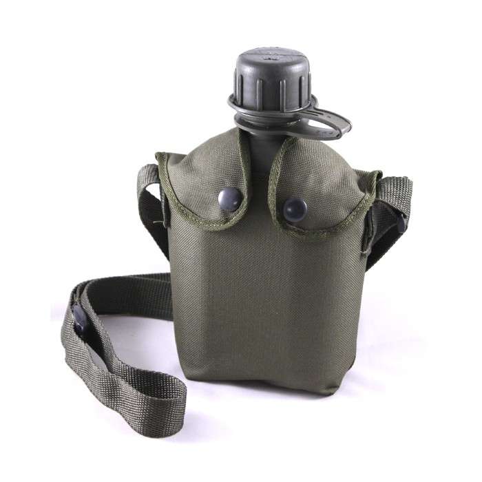 1L Canteen and Pouch and Strap - Green