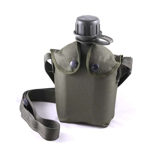 1L Canteen and Pouch with Strap - OD Green
