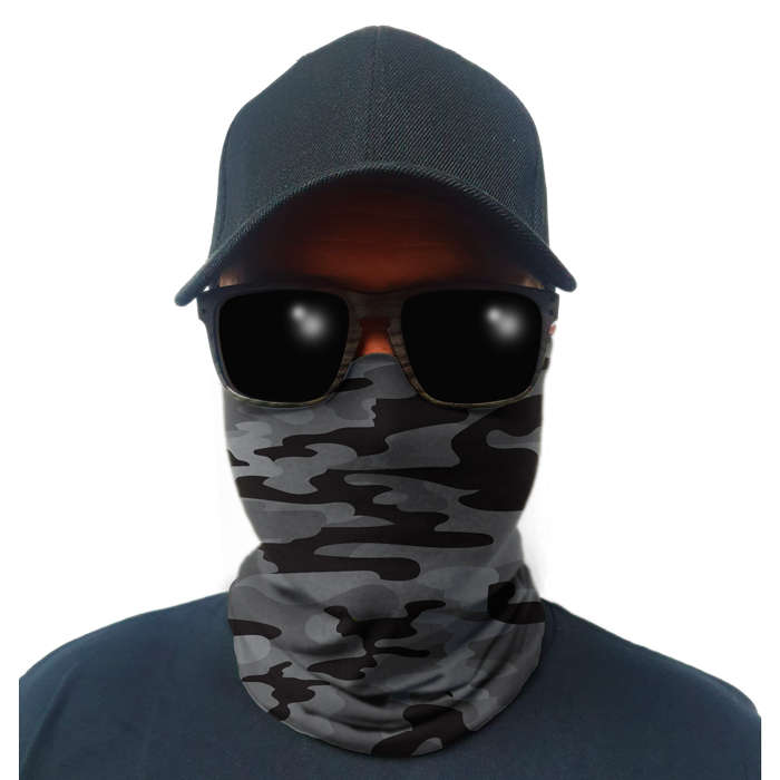 Multi-Use Tubular Bandana/Gator Face Shield - Grey Military Camo