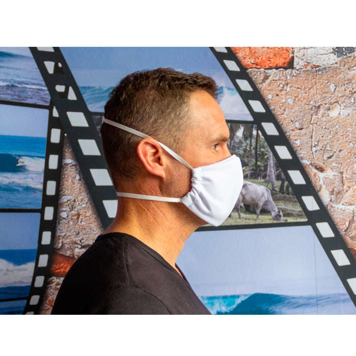 Reuseable and Washable Polyester Face Mask with Filter - White