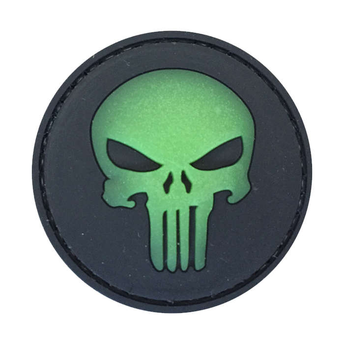 TacSpec "Glow in the Dark Punisher" PVC Velcro Patch