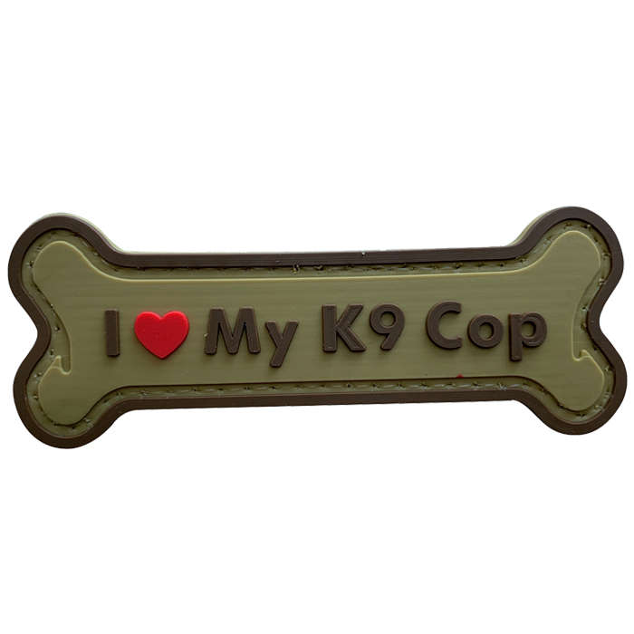 TacSpec "I Love My K9 Cop" PVC Velcro Patch - Tan