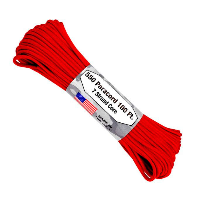 Atwood 550 7 Strand Core Paracord -  Red 100ft