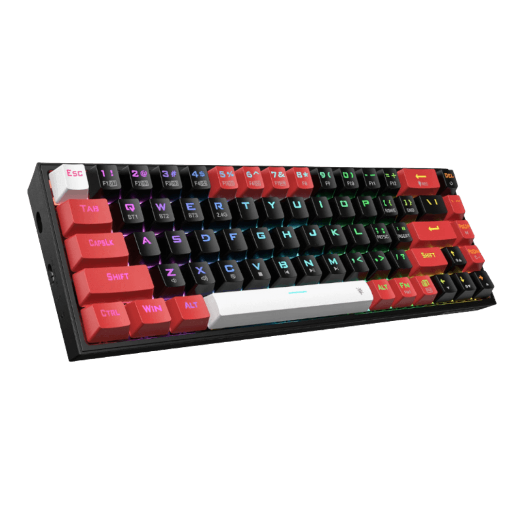 REDRAGON Castor Pro 68Key Wireless Bluetooth RGB Red Switches  Black/Red