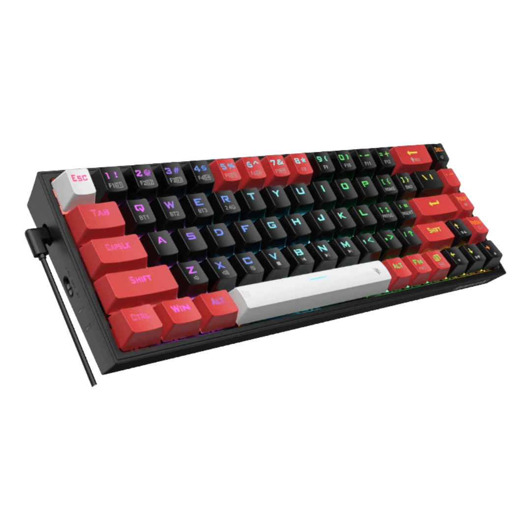 REDRAGON Castor Pro 68Key Wireless Bluetooth RGB Red Switches  Black/Red