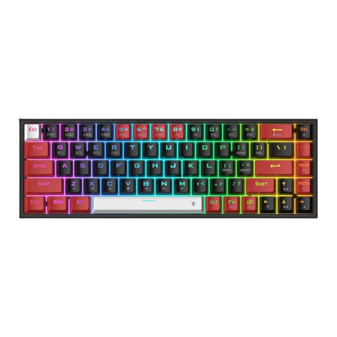 REDRAGON Castor Pro 68Key Wireless Bluetooth RGB Red Switches  Black/Red