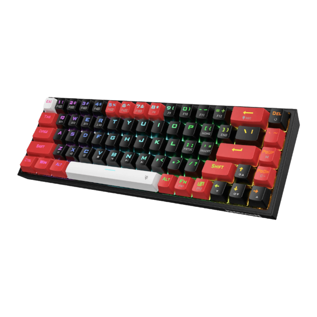 REDRAGON Castor Pro 68Key Wireless Bluetooth RGB Red Switches  Black/Red