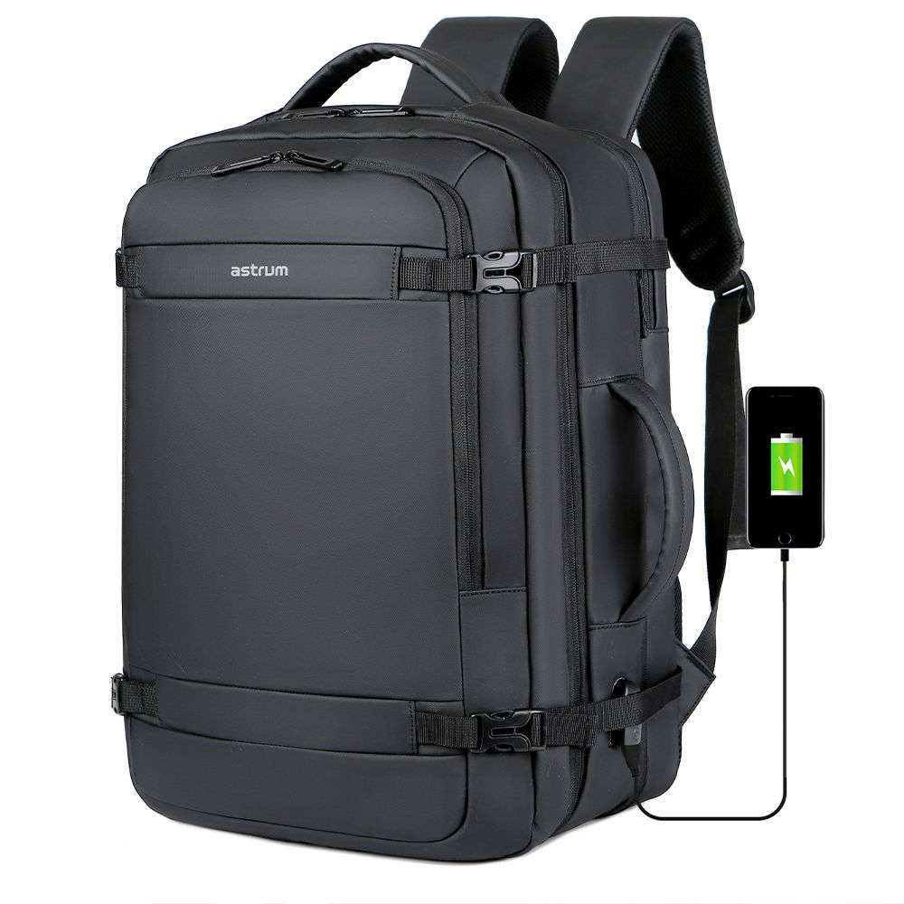 Astrum Travel Backpack PU Expandable with USB Charging Port - LB310
