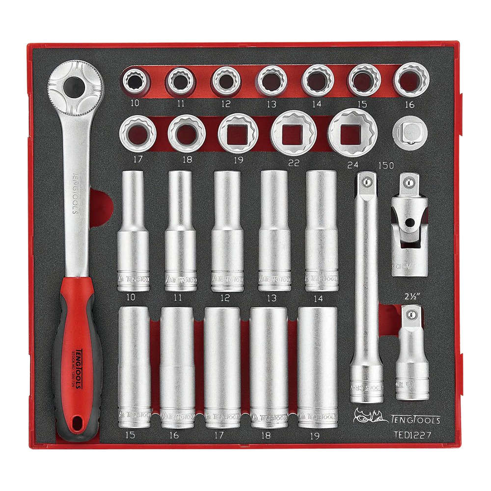 27 Piece 1/2" Drive Socket Set in EVA TED1227