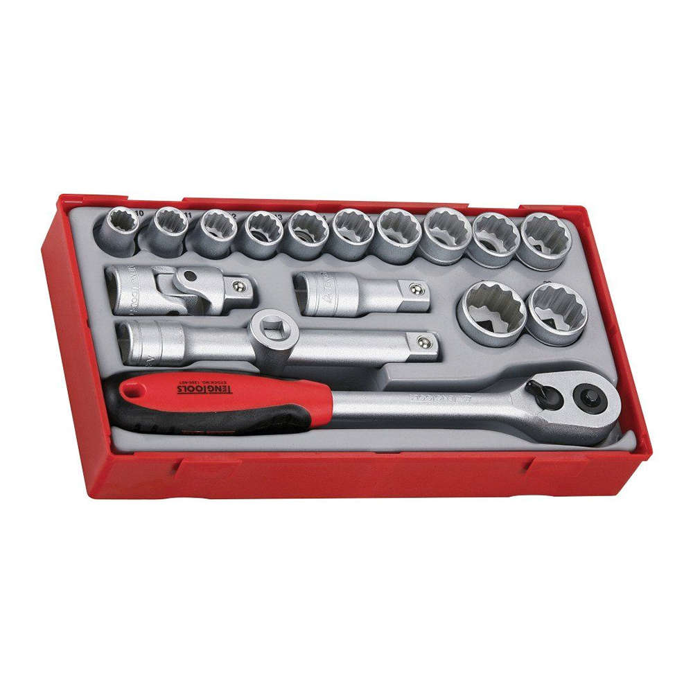1/2inch Drive Socket Set With Accessories, 17 Pieces TT1218