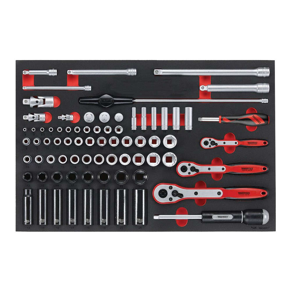 77 Piece 1/4" 3/8" & 1/2" Drive Socket Set in EVA TTESK77
