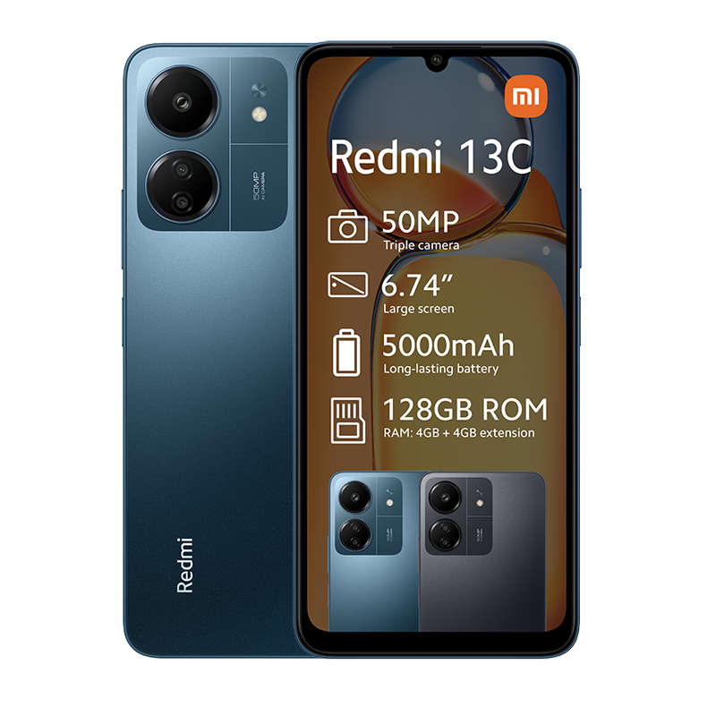 Xiaomi Redmi 13C 4G Dual Sim 128GB + Xiaomi 10 000mAh Power Bank - Navy Blue