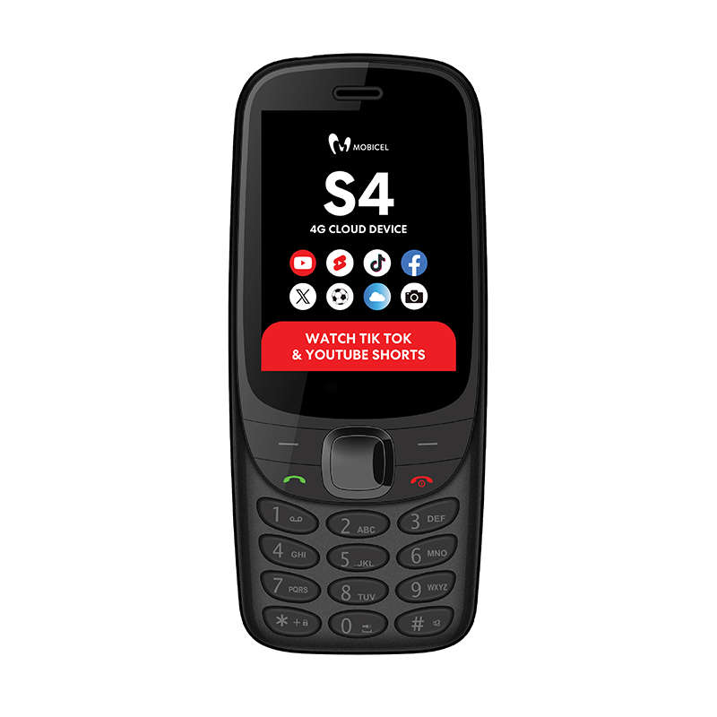 Mobicel S4 Cloud Phone 4G Dual Sim 128MB - Black