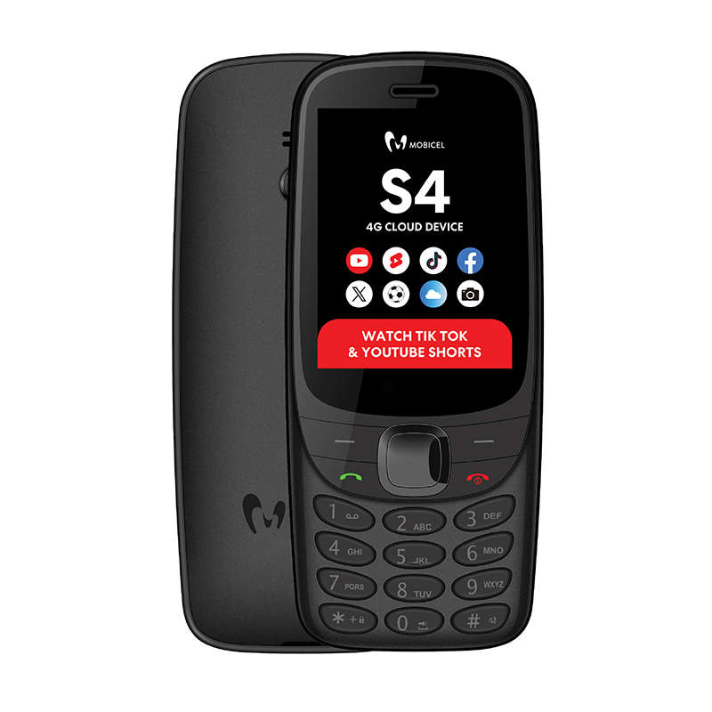 Mobicel S4 Cloud Phone 4G Dual Sim 128MB - Black
