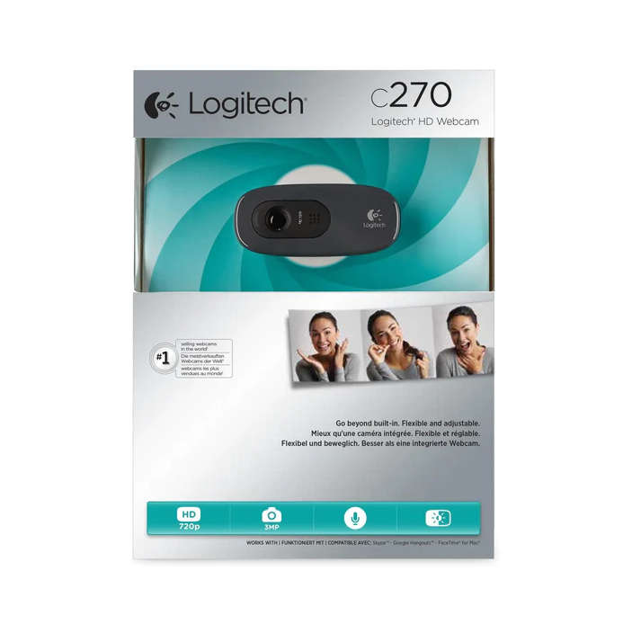 Logitech C270 HD 720P Webcam - Black