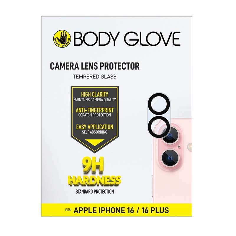Body Glove Apple iPhone 16 / iPhone 16 Plus Camera Tempered Glass Screen Protector - Black