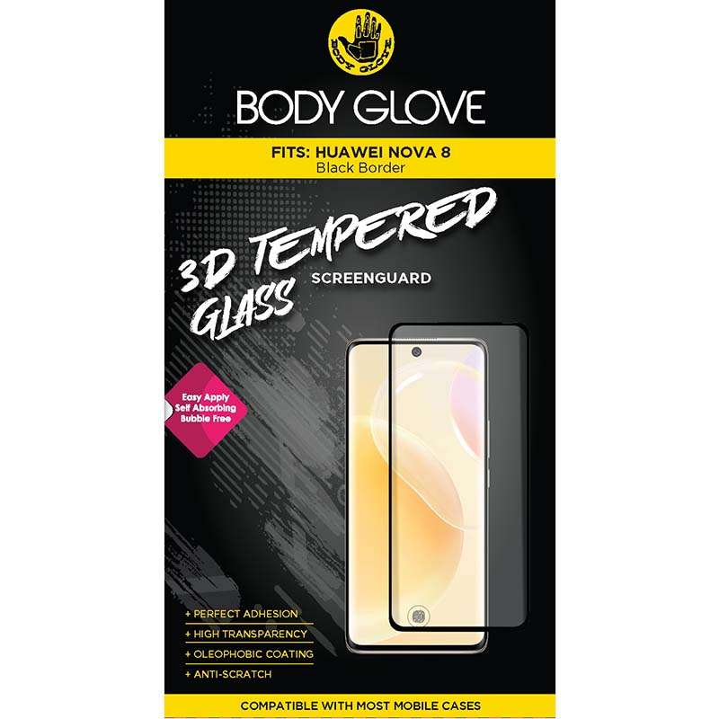 Body Glove Huawei Nova 8 3D Tempered Glass Screen Protector - Black