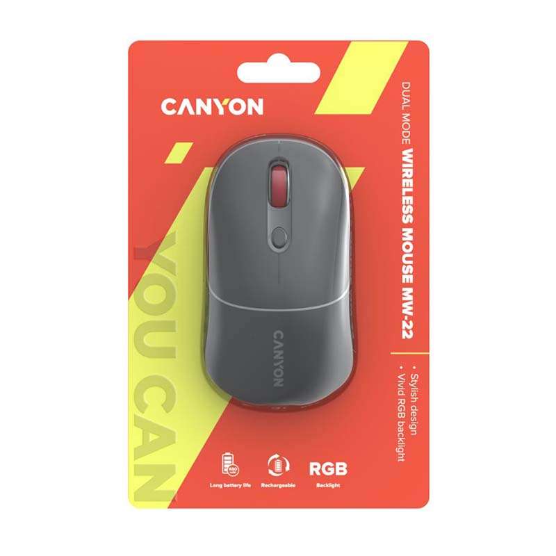 Canyon MW-22 2-in-1 Wireless Bluetooth Mouse - Dark Grey