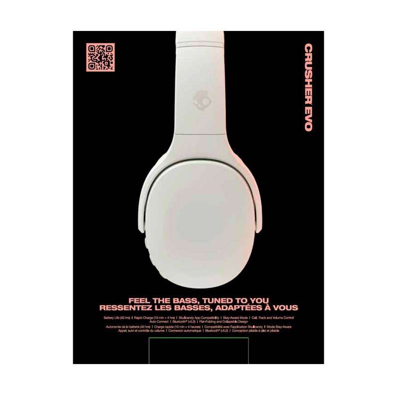 Skullcandy Crusher ANC 2 Sensory Bass Headphones With ANC - Bone / Orange