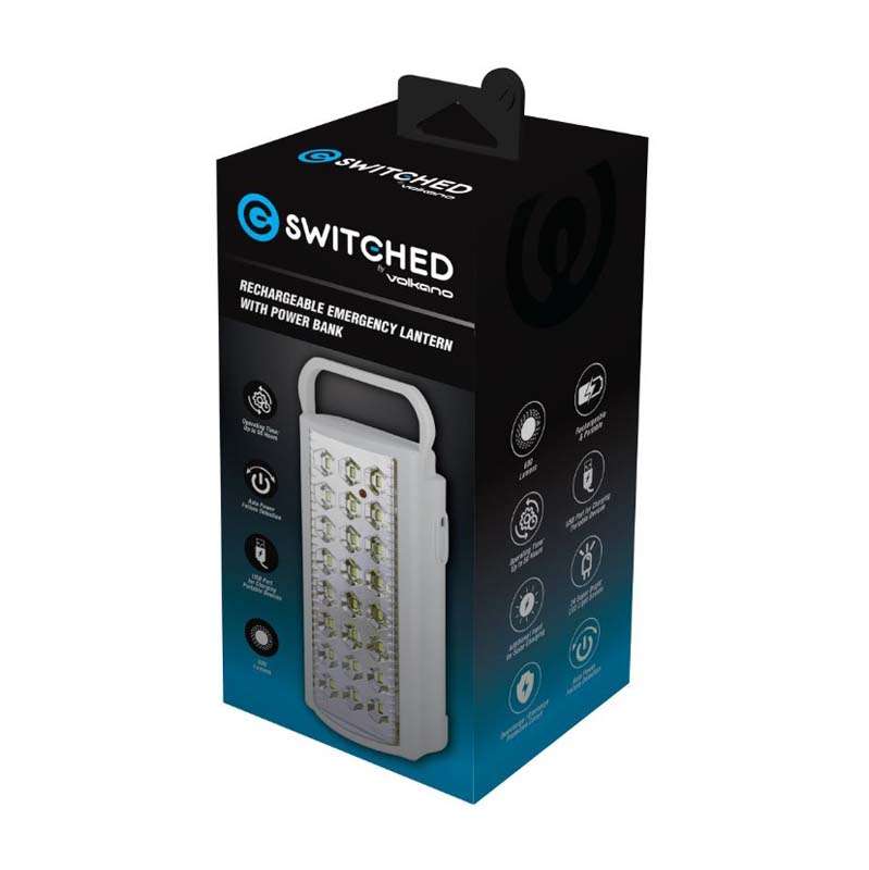 Switched Rechargeable 800 Lumen Emergency Lantern With Power Bank - White