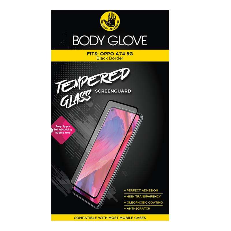 Body Glove Oppo A74 5G Tempered Glass Screenguard - Black