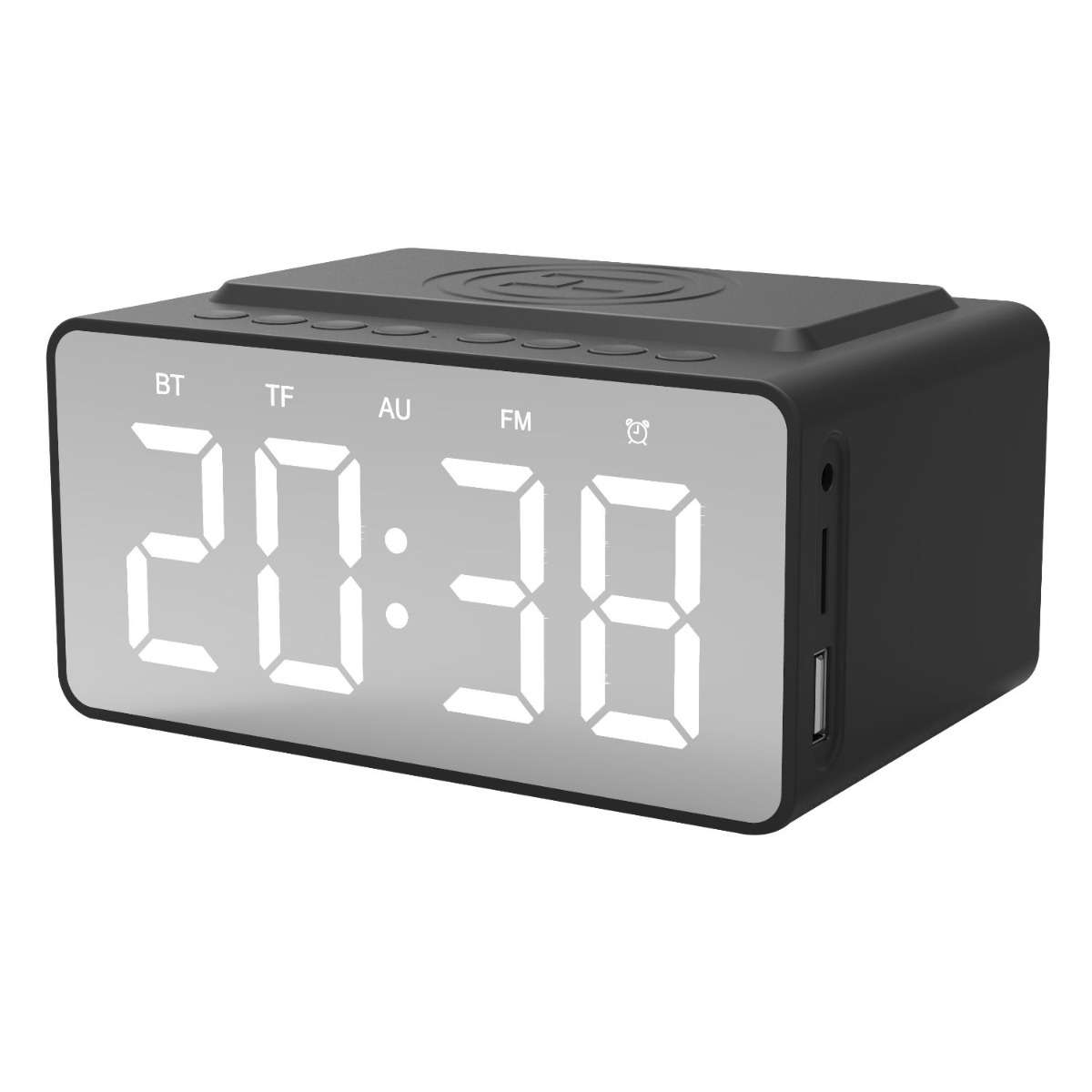 Sng Bluetooth Clock Radio & Wireless Charger - Black