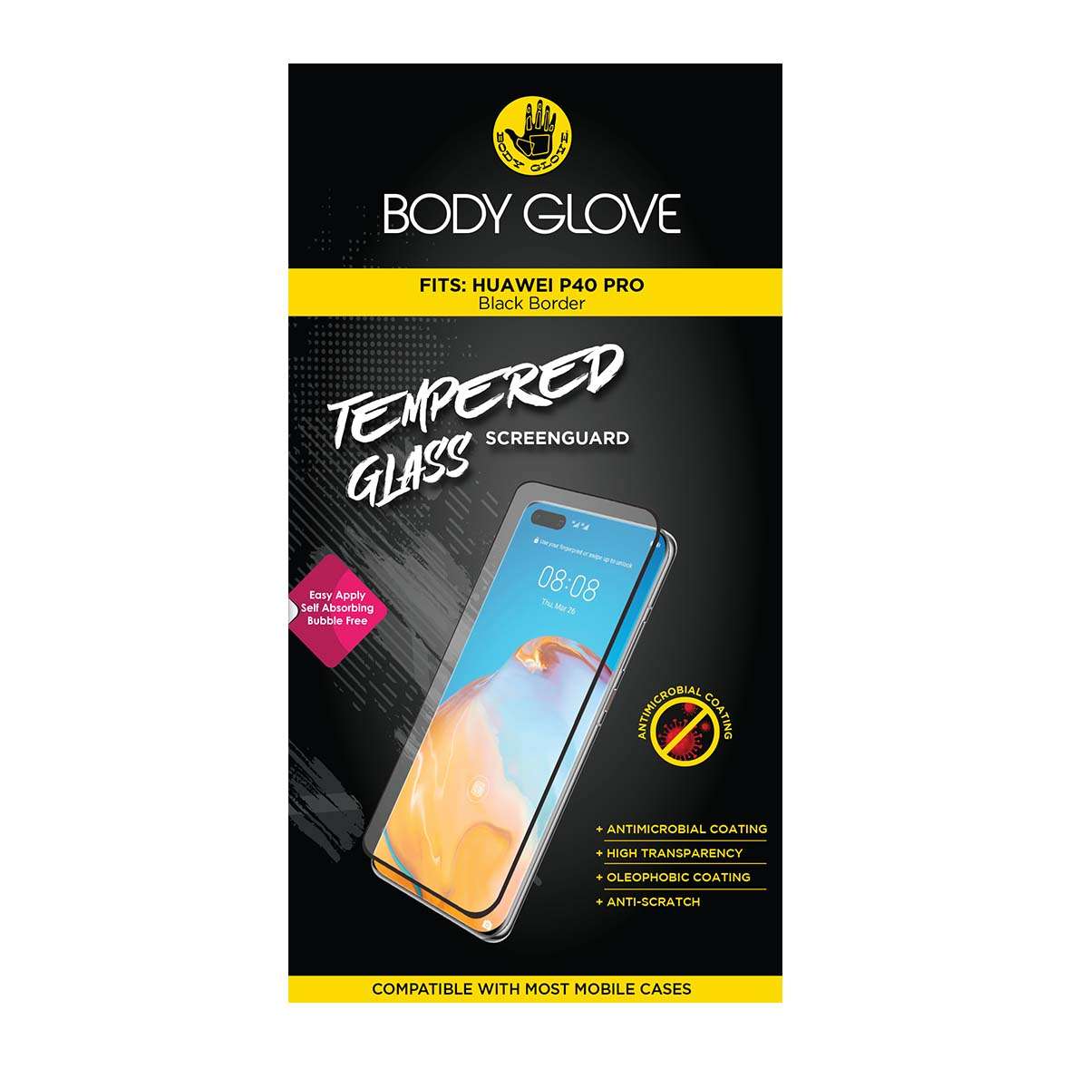Body Glove Huawei P40 Pro Tempered Glass Screenguard - Black